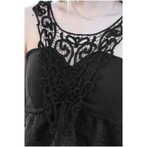 Black Embroidered Party Top S - Picture 4 of 5
